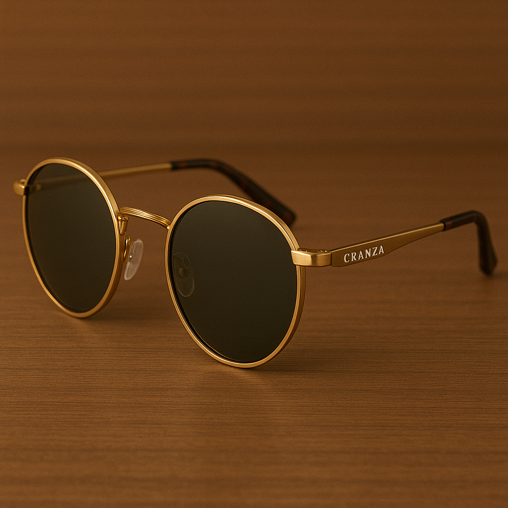 Cranza Retro Round Sunglasses – Gold Frame with UV Protection